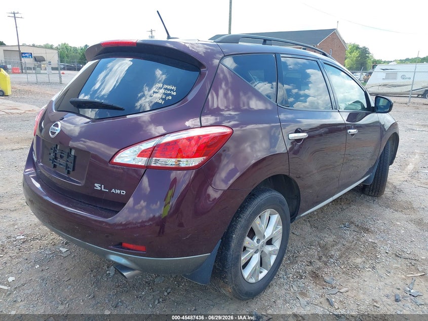 2014 Nissan Murano VIN JN8AZ1MW8EW519739 IAAI salvage auction — REPOSSESSION, Clear-Dealer Only (North Carolina), sold $1,425 on 2026-07-06 (photo 4)