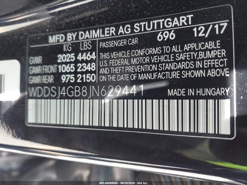 2018 Mercedes-benz Cla-klasse VIN WDDSJ4GB8JN629441 IAAI salvage auction — LEFT SIDE, Salvage (California), sold $5,000 on 2026-07-13 (photo 9)