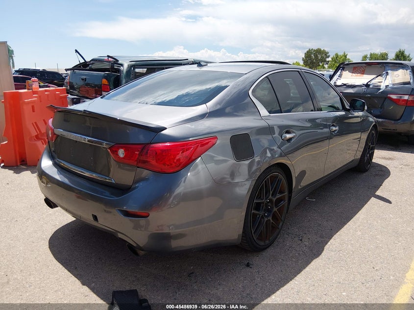 2014 Infiniti Q50 VIN JN1BV7AP7EM686605 IAAI salvage auction — LEFT FRONT, Salvage (Colorado), sold $1,500 on 2026-09-02 (photo 4)