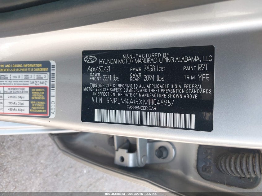2021 Hyundai Elantra VIN 5NPLM4AGXMH048957 IAAI salvage auction — REAR END, Salvage (Tennessee), sold $3,650 on 2026-07-11 (photo 9)