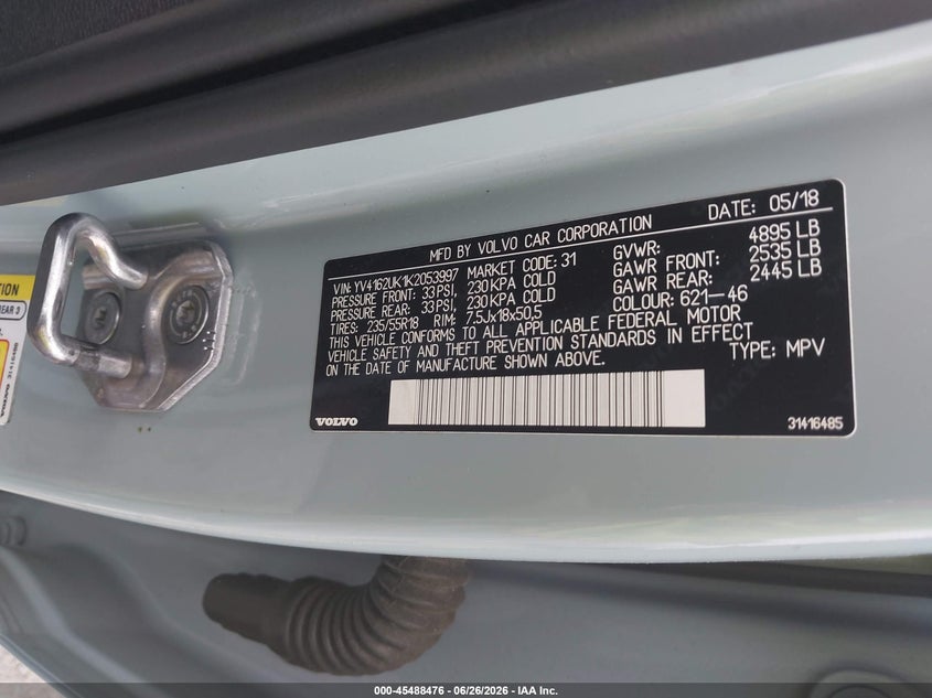 2019 Volvo Xc40 VIN YV4162UK1K2053997 IAAI salvage auction — FRONT END, Salvage - Greater Than 75% (Maryland), sold $3,050 on 2026-07-20 (photo 9)
