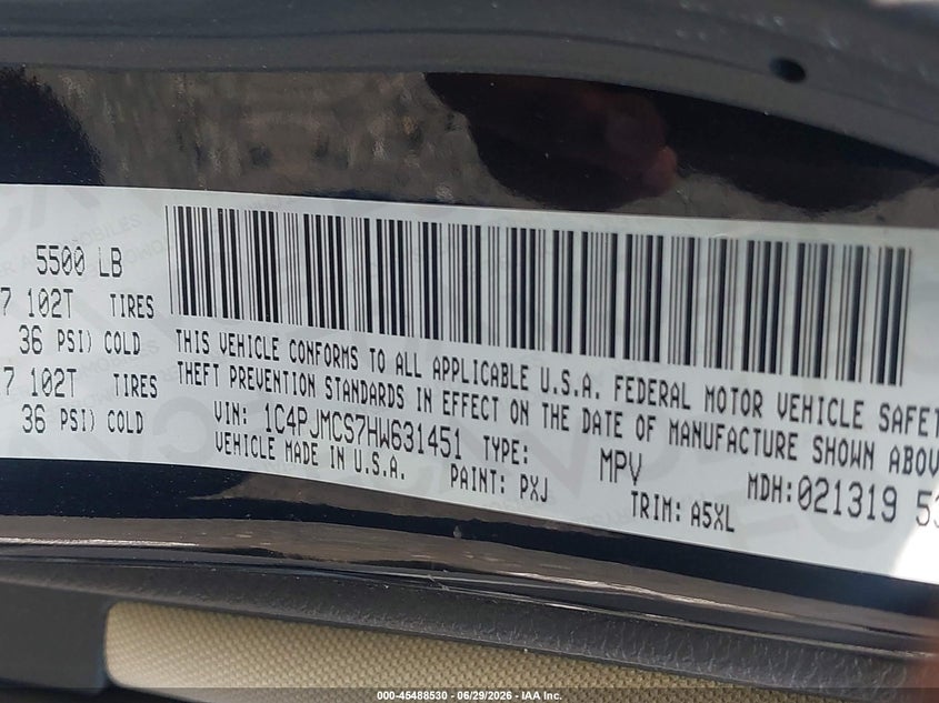 2017 Jeep Cherokee VIN 1C4PJMCS7HW631451 IAAI salvage auction — FRONT END, Salvage - Greater Than 75% (Maryland), sold $1,700 on 2026-07-24 (photo 9)