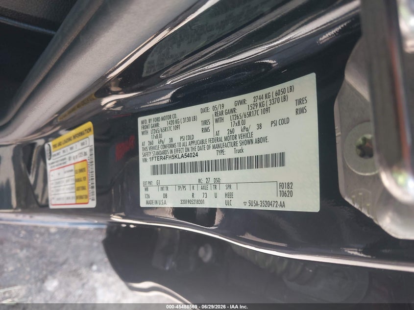 2019 Ford Ranger VIN 1FTER4FH5KLA54024 IAAI salvage auction — LEFT SIDE, Salvage Title, sold $9,700 on 2026-08-21 (photo 9)