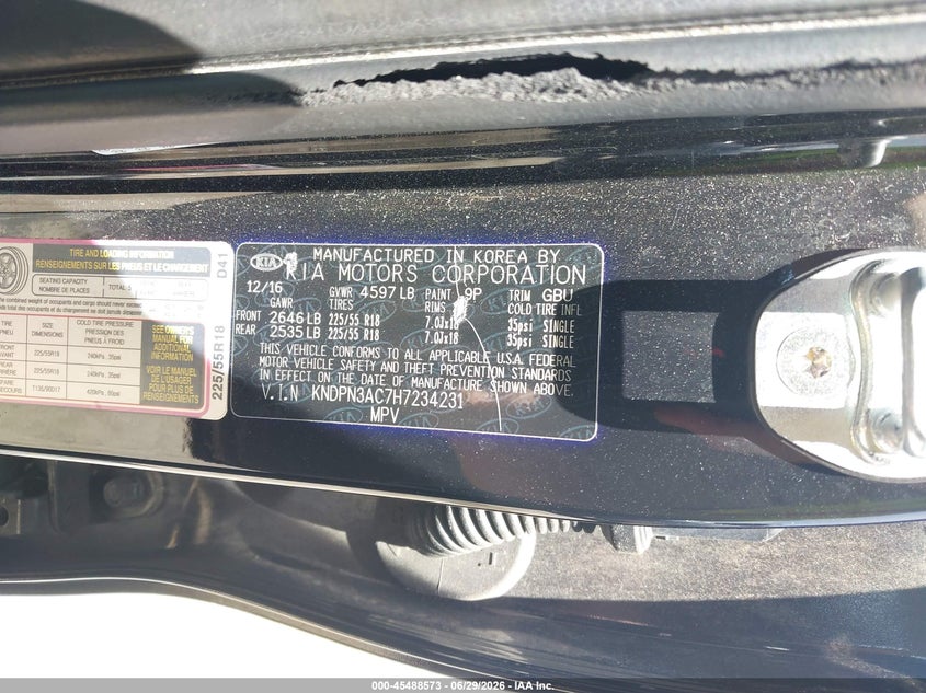 2017 Kia Sportage VIN KNDPN3AC7H7234231 IAAI salvage auction — SIDE, Salvage Title, sold $2,650 on 2026-07-15 (photo 9)