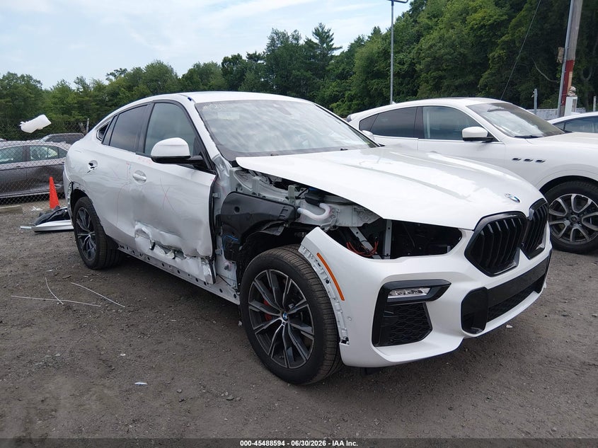 2021 BMW X6 VIN 5UXCY8C02M9F92021 IAAI salvage auction — Side, Salvage (Massachusetts), sold $27,500 on 2026-09-04 (photo 1)