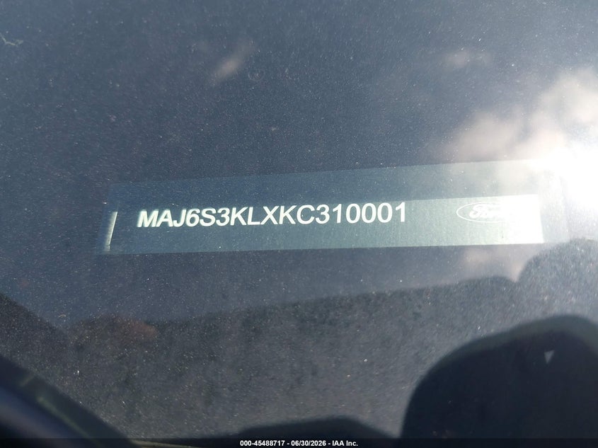 2019 Ford Ecosport VIN MAJ6S3KLXKC310001 IAAI salvage auction — HAIL, Salvage (Ohio), sold $3,300 on 2026-07-28 (photo 9)