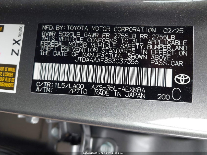 2025 Toyota Crown VIN JTDAAAAF8S3037356 IAAI salvage auction — REAR END, Salvage (Idaho), sold $12,100 on 2026-07-15 (photo 9)