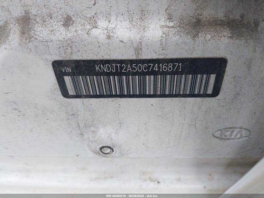 2012 Kia Soul VIN KNDJT2A50C7416871 IAAI salvage auction — FRONT END, Salvage (North Carolina), sold $25 on 2026-07-17 (photo 9)