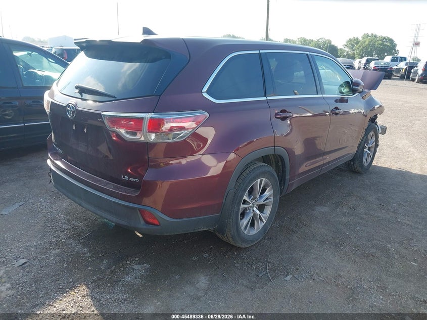 2016 Toyota Highlander VIN 5TDBKRFH1GS305891 IAAI salvage auction — FRONT END, Salvage Title, sold $4,800 on 2026-07-19 (photo 4)