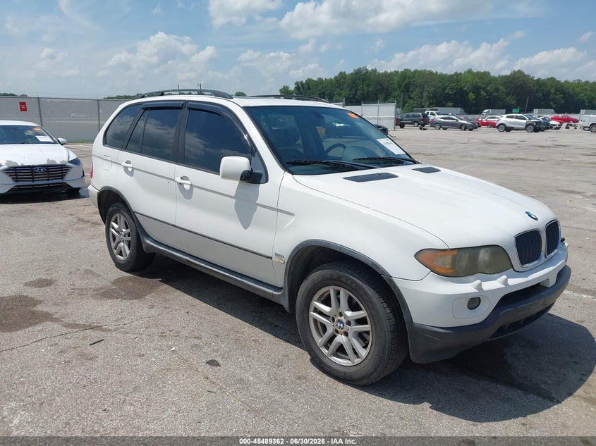 2005 BMW X5 VIN 5UXFA13545LY21191 IAAI salvage auction — REAR END, Clear (Indiana), sold $450 on 2026-07-26 (photo 1)