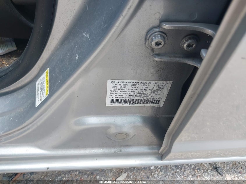 2012 Honda Fit VIN JHMGE8H33CC003957 IAAI salvage auction — NORMAL WEAR, Original (Texas), sold $475 on 2026-07-29 (photo 9)