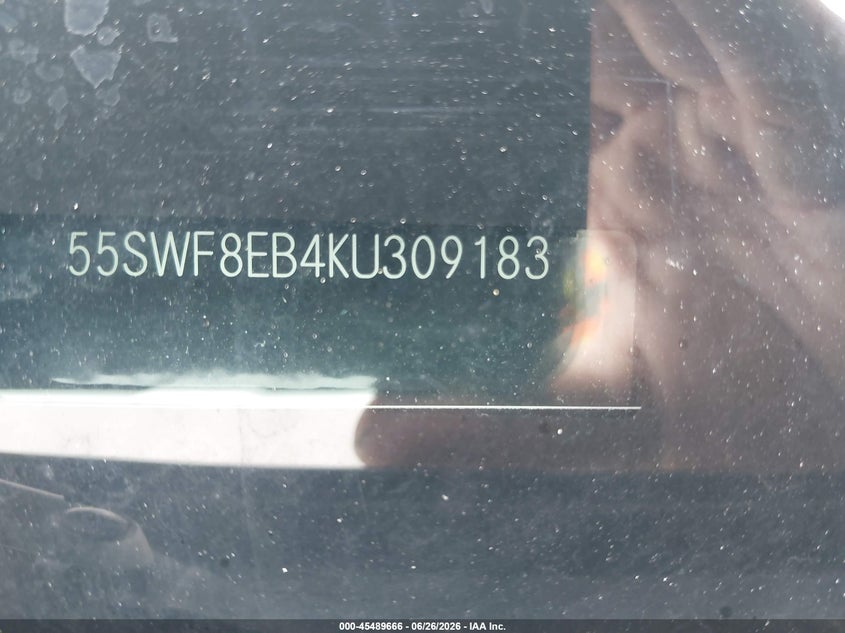 2019 Mercedes-benz C-klasse VIN 55SWF8EB4KU309183 IAAI salvage auction — FRONT END, Salvage Title, sold $5,000 on 2026-07-29 (photo 9)
