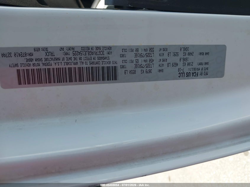 2018 Ram Promaster 1500 VIN 3C6TRVAG8JE154225 IAAI salvage auction — NORMAL WEAR, Sf97 (Maryland), sold $15,275 on 2026-08-18 (photo 9)