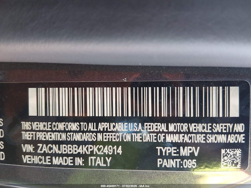 2019 Jeep Renegade VIN ZACNJBBB4KPK24914 IAAI salvage auction — HAIL, Salvage (Missouri), sold $3,450 on 2026-07-22 (photo 9)
