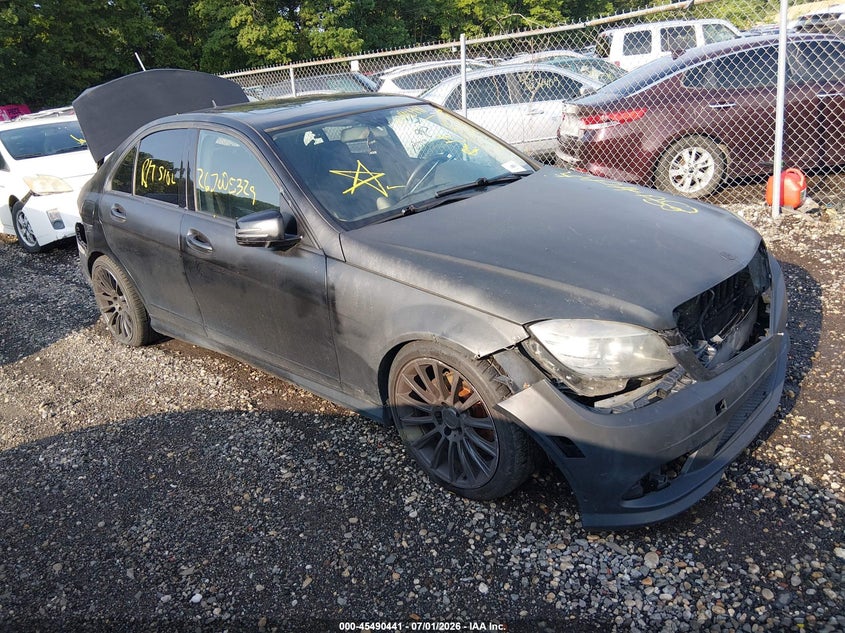 2011 Mercedes-benz C class VIN WDDGF8BB2BR142493 IAAI salvage auction — FRONT & REAR, Bill Of Sale (New York), sold $425 on 2026-08-04 (photo 1)