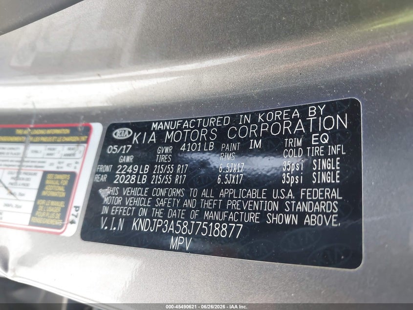 2018 Kia Soul VIN KNDJP3A58J7518877 IAAI salvage auction — LEFT & RIGHT, Repossession Paperwork (Georgia), sold $1,100 on 2026-07-28 (photo 9)