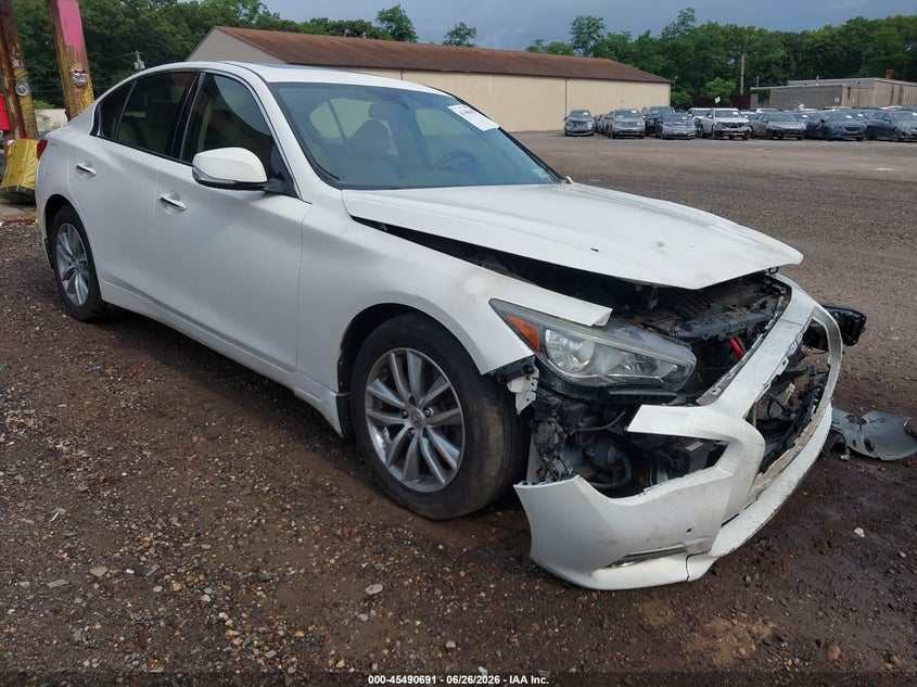 2014 Infiniti Q50 VIN JN1AV7AR0EM700373 IAAI salvage auction — FRONT END, Mv-907A (New York), sold $650 on 2026-07-28 (photo 1)