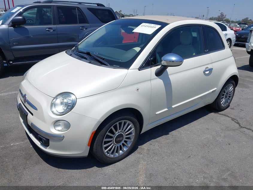 2012 Fiat 500 VIN 3C3CFFER4CT111183 IAAI salvage auction — NORMAL WEAR, Clear - Dealer Only (California), sold $950 on 2026-07-09 (photo 2)