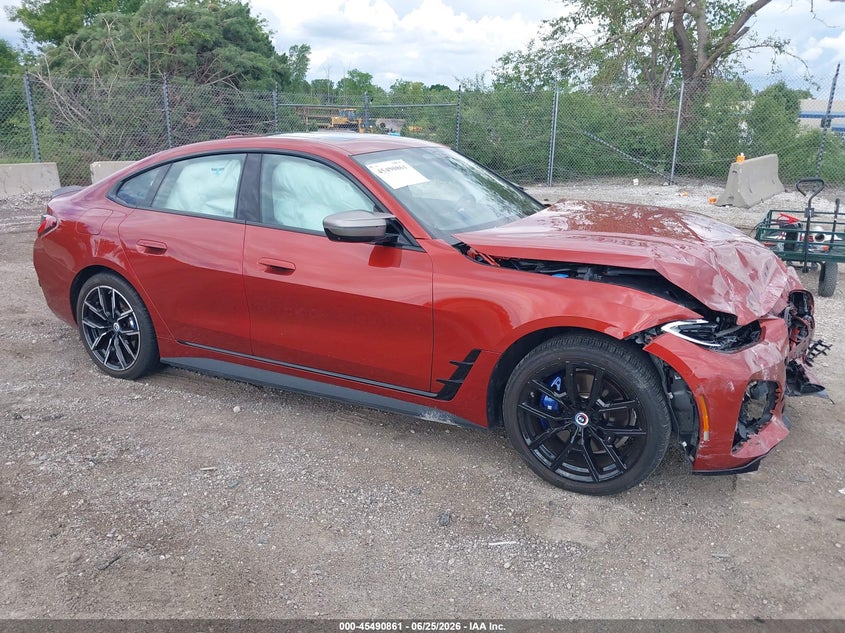 2023 BMW I4 VIN WBY33AW0XPFN56324 IAAI salvage auction — FRONT END, Salvage Title, sold $10,800 on 2026-07-16 (photo 1)