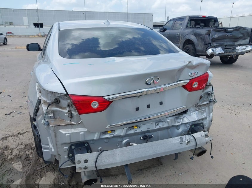 2014 Infiniti Q50 VIN JN1BV7AP6EM688278 IAAI salvage auction — REAR END, Salvage (Texas), sold $25 on 2026-07-30 (photo 6)