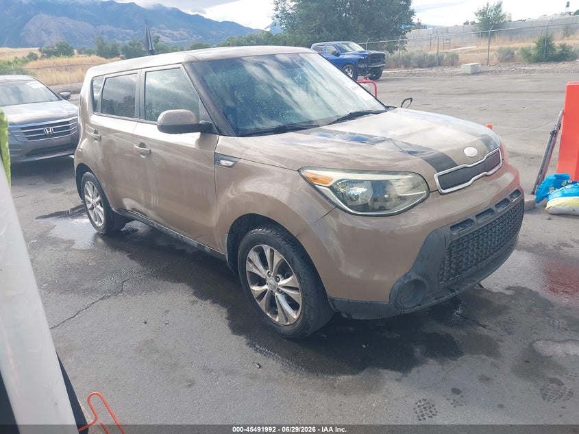 2014 Kia Soul VIN KNDJN2A21E7007779 IAAI salvage auction — NORMAL WEAR, Rebuilt/Restored (Utah), sold $325 on 2026-07-09 (photo 1)