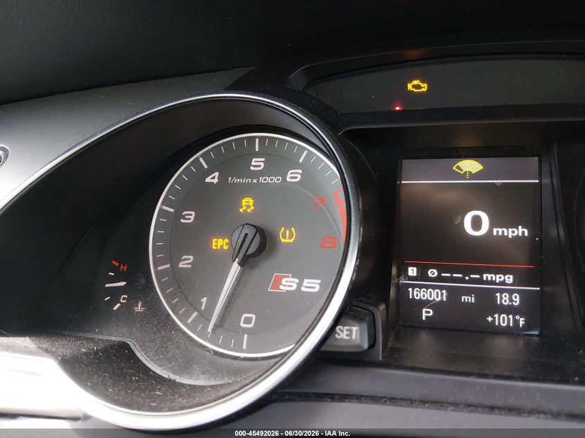 2012 Audi S5 VIN WAUCVAFR8CA003816 IAAI salvage auction — NORMAL WEAR, Clear (Indiana), sold $725 on 2026-07-21 (photo 6)