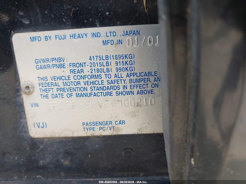 2002 Subaru Forester VIN JF1SF65642G700210 IAAI salvage auction — NORMAL WEAR, Original (Alaska), sold $275 on 2026-07-28 (photo 9)