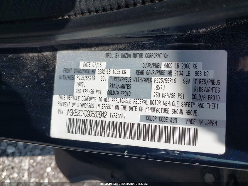 2016 Mazda Cx-5 VIN JM3KE2DY0G0687942 IAAI salvage auction — RIGHT FRONT, Salvage (Idaho), sold $25 on 2026-07-21 (photo 9)