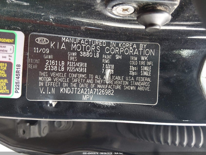 2010 Kia Soul VIN KNDJT2A21A7126982 IAAI salvage auction — FRONT END, Rebuildable (Florida), sold $25 on 2026-07-16 (photo 9)