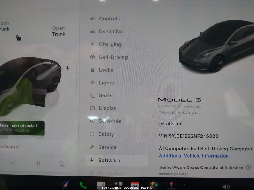 2022 Tesla Model 3 VIN 5YJ3E1EB2NF246023 IAAI salvage auction — FRONT END, Mv-907A (New York), sold $5,250 on 2026-07-30 (photo 7)