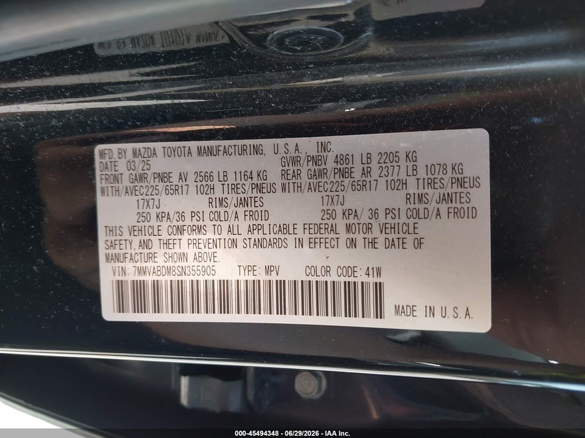 2025 Mazda Cx-50 VIN 7MMVABDM8SN355905 IAAI salvage auction — SIDE, Wait Title, sold $9,100 on 2026-08-21 (photo 9)