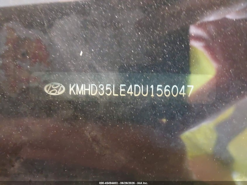 2013 Hyundai Elantra VIN KMHD35LE4DU156047 IAAI salvage auction — NORMAL WEAR, Clear (Tennessee), sold $375 on 2026-07-21 (photo 9)