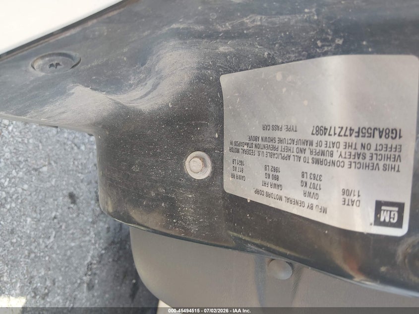2007 Saturn Ion VIN 1G8AJ55F47Z174987 IAAI salvage auction — NORMAL WEAR, Clear (Missouri), sold $500 on 2026-07-09 (photo 9)