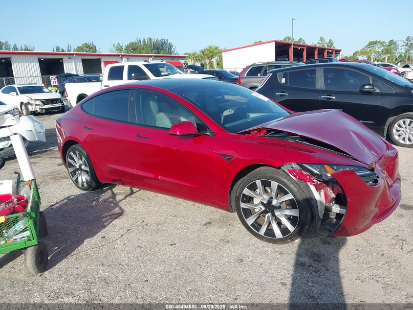 2024 Tesla Model 3 VIN 5YJ3E1EB4RF813502 IAAI salvage auction — REAR END, Salvage Title, sold $13,400 on 2026-08-02 (photo 1)