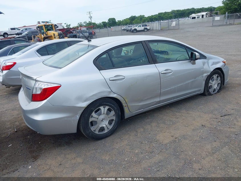 2012 Honda Civic VIN JHMFB4F33CS003432 IAAI salvage auction — NORMAL WEAR, Clear (Virginia), sold $550 on 2026-07-21 (photo 4)