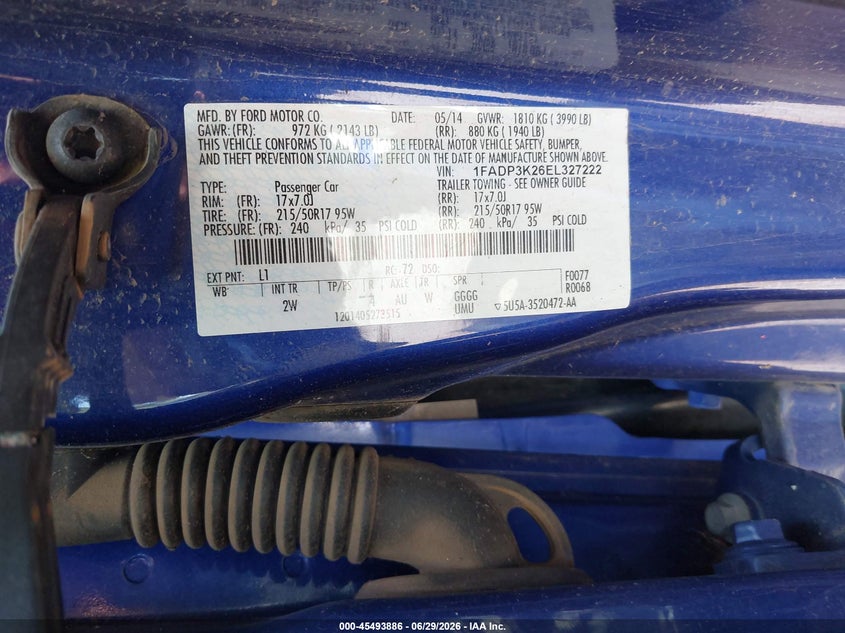 2014 Ford Focus VIN 1FADP3K26EL327222 IAAI salvage auction — FRONT END, Salvage Title, sold $550 on 2026-08-01 (photo 9)