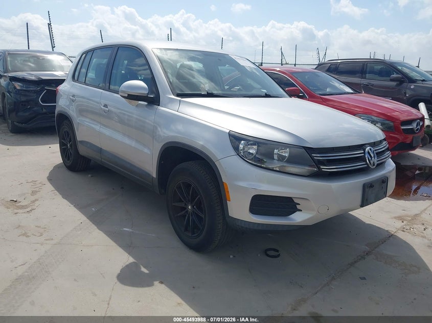 2014 Volkswagen Tiguan VIN WVGAV3AX4EW596748 IAAI salvage auction — LEFT REAR, Salvage (Texas), sold $1,425 on 2026-08-04 (photo 1)