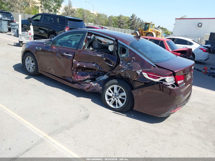 2016 Kia Optima VIN 5XXGT4L37GG109745 IAAI salvage auction — REAR END, Salvage (California), sold $1,575 on 2026-07-20 (photo 3)