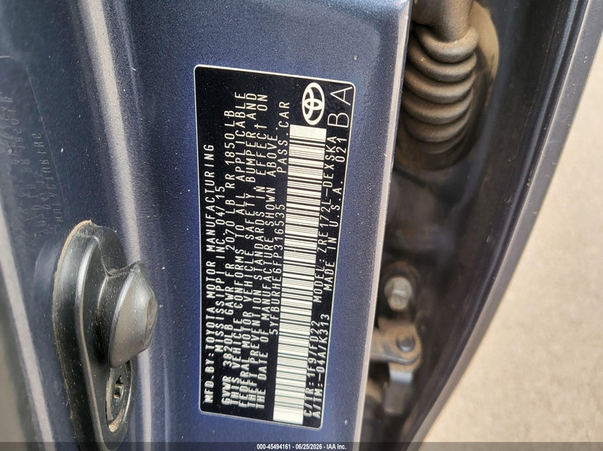 2015 Toyota Corolla VIN 5YFBURHE6FP316535 IAAI salvage auction — NORMAL WEAR, Clear (Arizona), sold $4,550 on 2026-07-07 (photo 9)