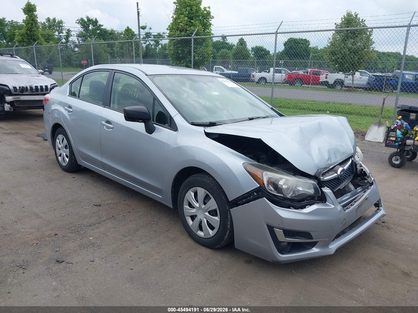 2016 Subaru Impreza VIN JF1GJAA60GH016592 IAAI salvage auction — FRONT END, Clear (Virginia), sold $925 on 2026-07-28 (photo 1)