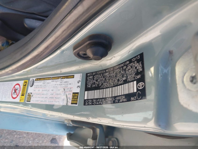 2014 Toyota Prius v VIN JTDZN3EU7E3312845 IAAI salvage auction — NORMAL WEAR, Clear (Colorado), sold $2,500 on 2026-07-28 (photo 9)