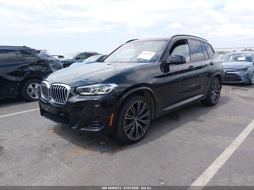 2022 BMW X3 VIN WBX57DP09NN173141 IAAI salvage auction — REAR END, Salvage Title, sold $18,100 on 2026-08-01 (photo 2)