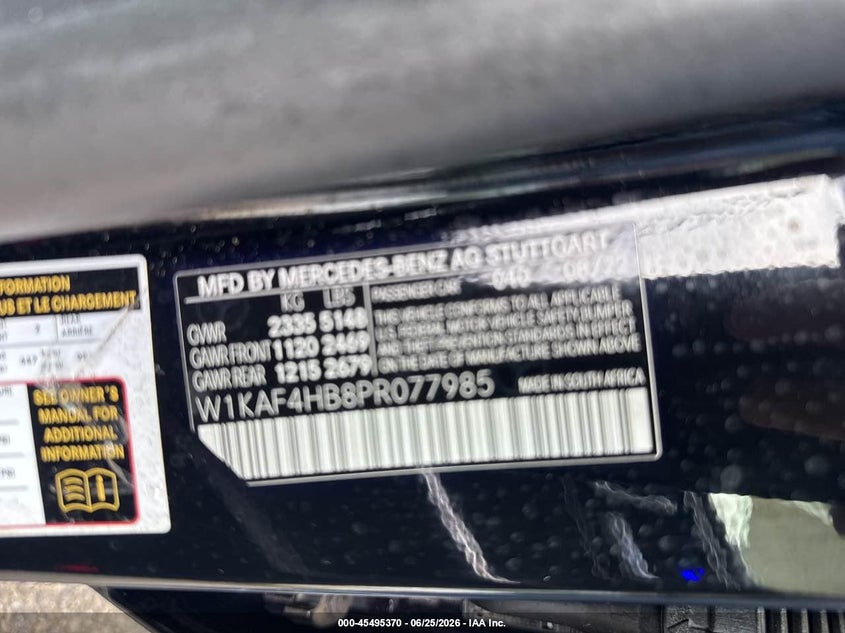 2023 Mercedes-benz C-klasse VIN W1KAF4HB8PR077985 IAAI salvage auction — NORMAL WEAR, Clear (Arkansas), sold $24,175 on 2026-07-29 (photo 9)