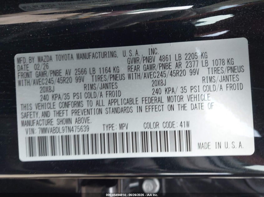 2026 Mazda Cx-50 VIN 7MMVABDL9TN475639 IAAI salvage auction — REAR END, Clear (Washington), sold $18,200 on 2026-07-08 (photo 9)