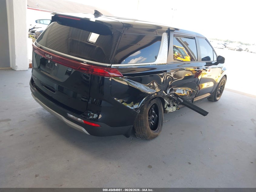 2022 Kia Carnival VIN KNDNB4H32N6156339 IAAI salvage auction — RIGHT REAR, Certificate Of Destruction (Florida), sold $5,600 on 2026-07-29 (photo 4)