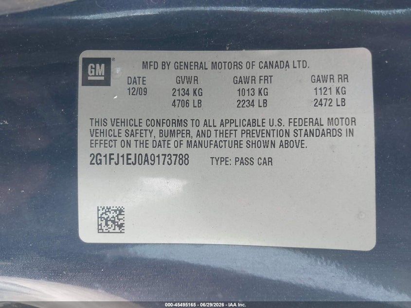 2010 Chevrolet Camaro VIN 2G1FJ1EJ0A9173788 IAAI salvage auction — SIDE, Salvage (Georgia), sold $3,550 on 2026-07-23 (photo 9)