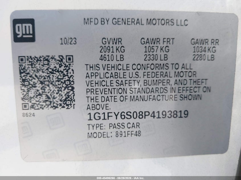 2023 Chevrolet Bolt euv VIN 1G1FY6S08P4193819 IAAI salvage auction — LEFT REAR, Salvage (California), sold $7,900 on 2026-07-13 (photo 9)