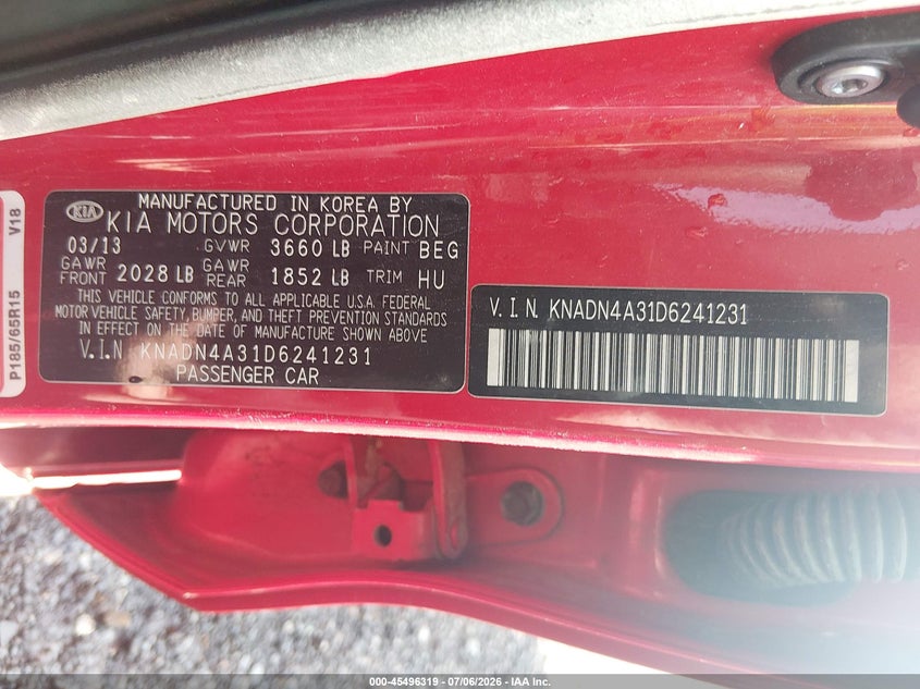 2013 Kia Rio VIN KNADN4A31D6241231 IAAI salvage auction — FRONT END, Salvage (Ohio), sold $450 on 2026-07-15 (photo 9)