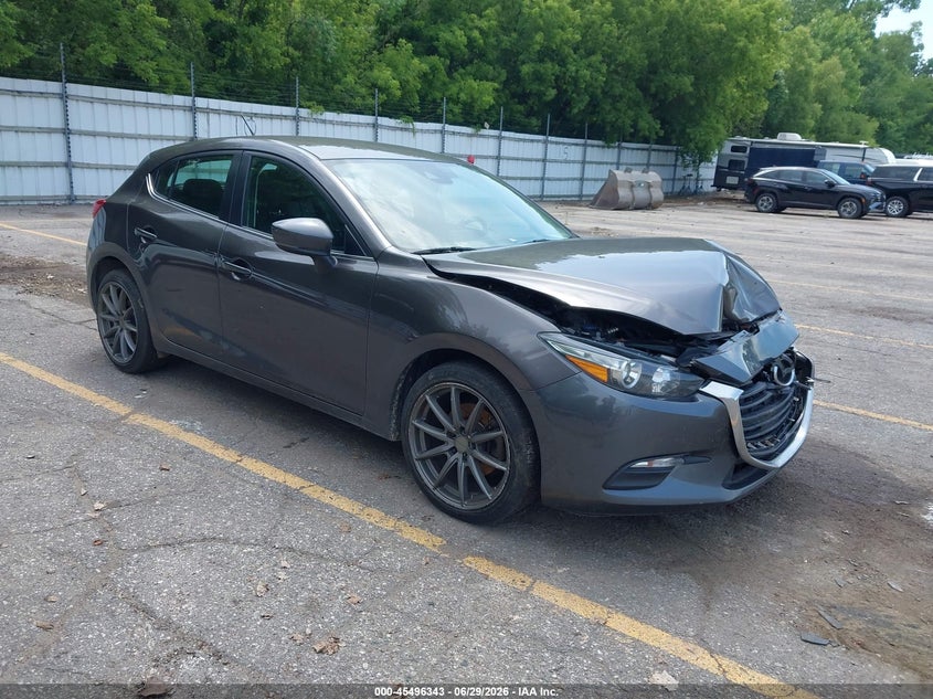 2018 Mazda 3 VIN 3MZBN1L31JM209040 IAAI salvage auction — FRONT END, Clear (Michigan), sold $1,600 on 2026-07-23 (photo 1)