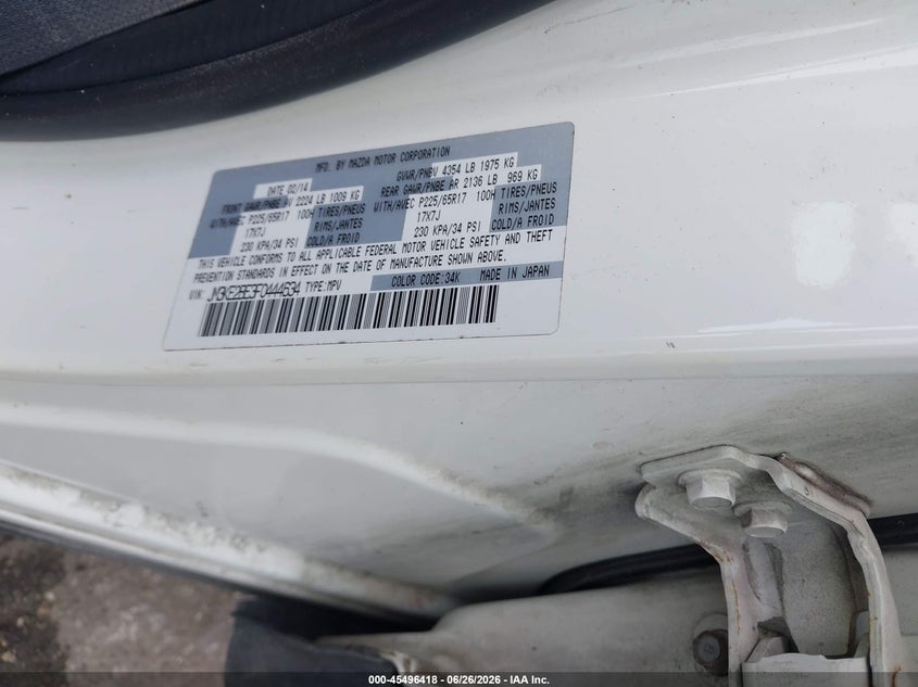 2015 Mazda Cx-5 VIN JM3KE2BE3F0444634 IAAI salvage auction — FRONT END, Rebuildable (Florida), sold $475 on 2026-07-20 (photo 9)